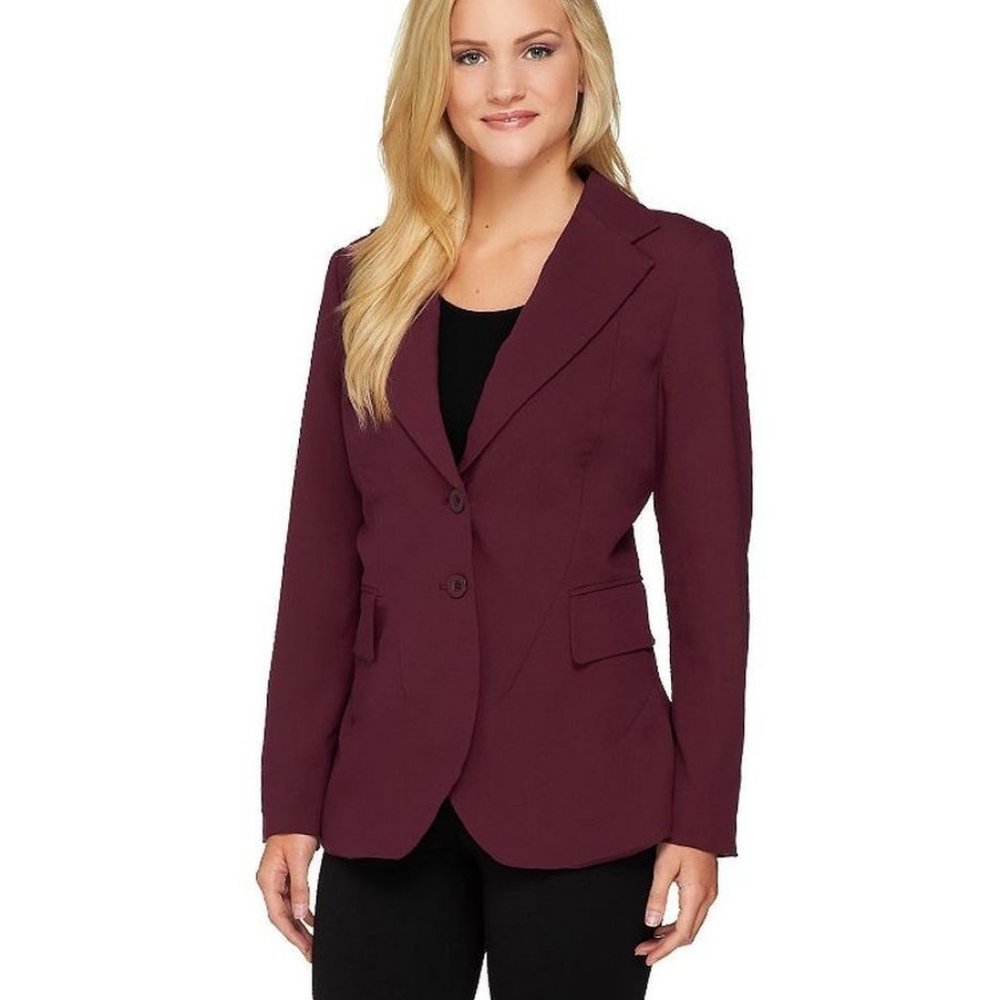 NWT MARK ZUNINO STYLE BUTTON FRONT BLAZER 6 WINE